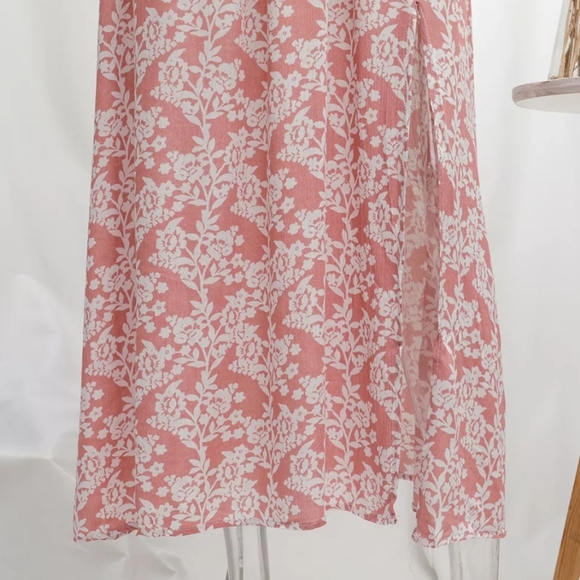 Floral Split Back V-neck Front Slit Cotton Boho Maxi Dress - Picture 14 of 16